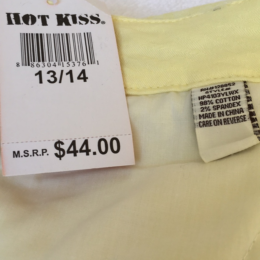 Hot Kiss-NWT-Yellow Textured Pants Size (13/14) - Picture 8 of 8